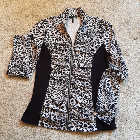 LEOPARD Print Full Zip Active Jacket by Ellen Tracy Sz S - Picture 12 of 12